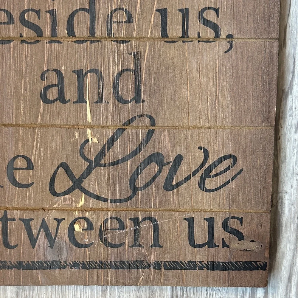 Bless the Food Family Love Wooden Wall Sign - Brown with Black Lettering